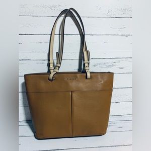 Michael Kors Brown Leather Tote Shoulder Bag 15”x10”x5.5”, Classic and Stylish